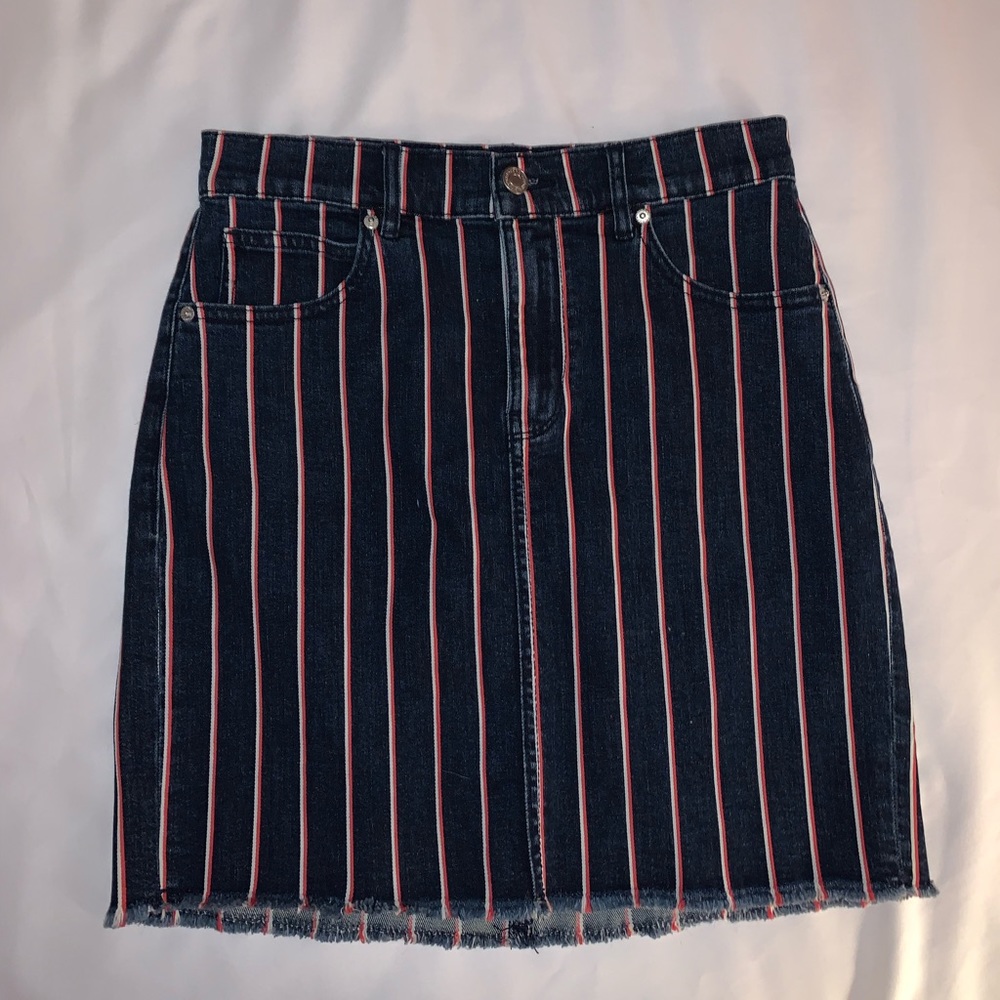 Dynamite denim, striped mini skirt. Size small